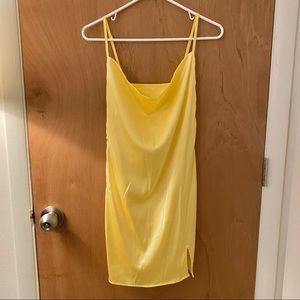 Pastel Yellow Satin Slip Dress